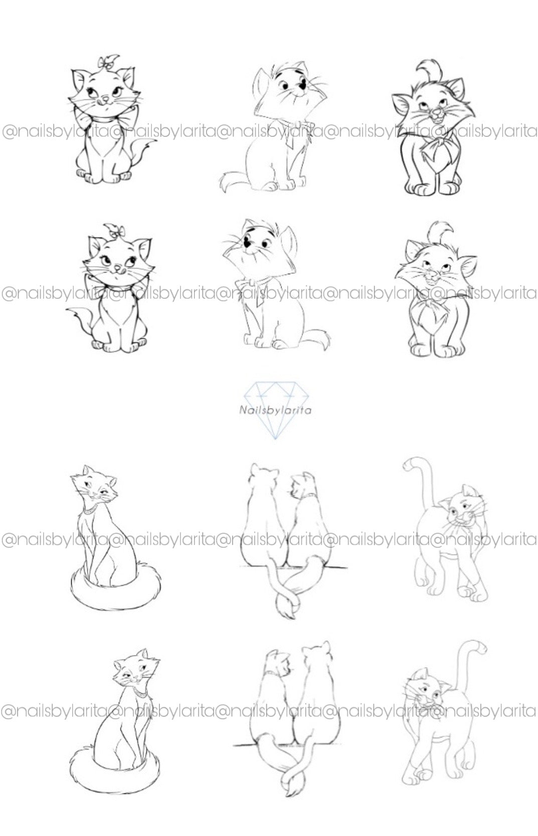 Plantilla Nail Art Aristogatos