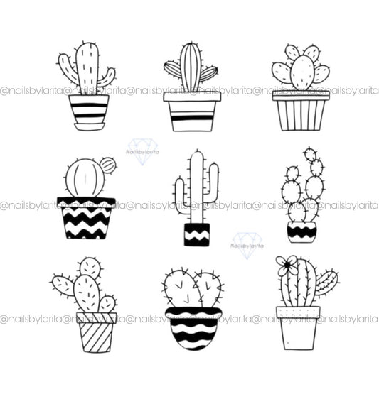 Plantilla Nail Art Cactus
