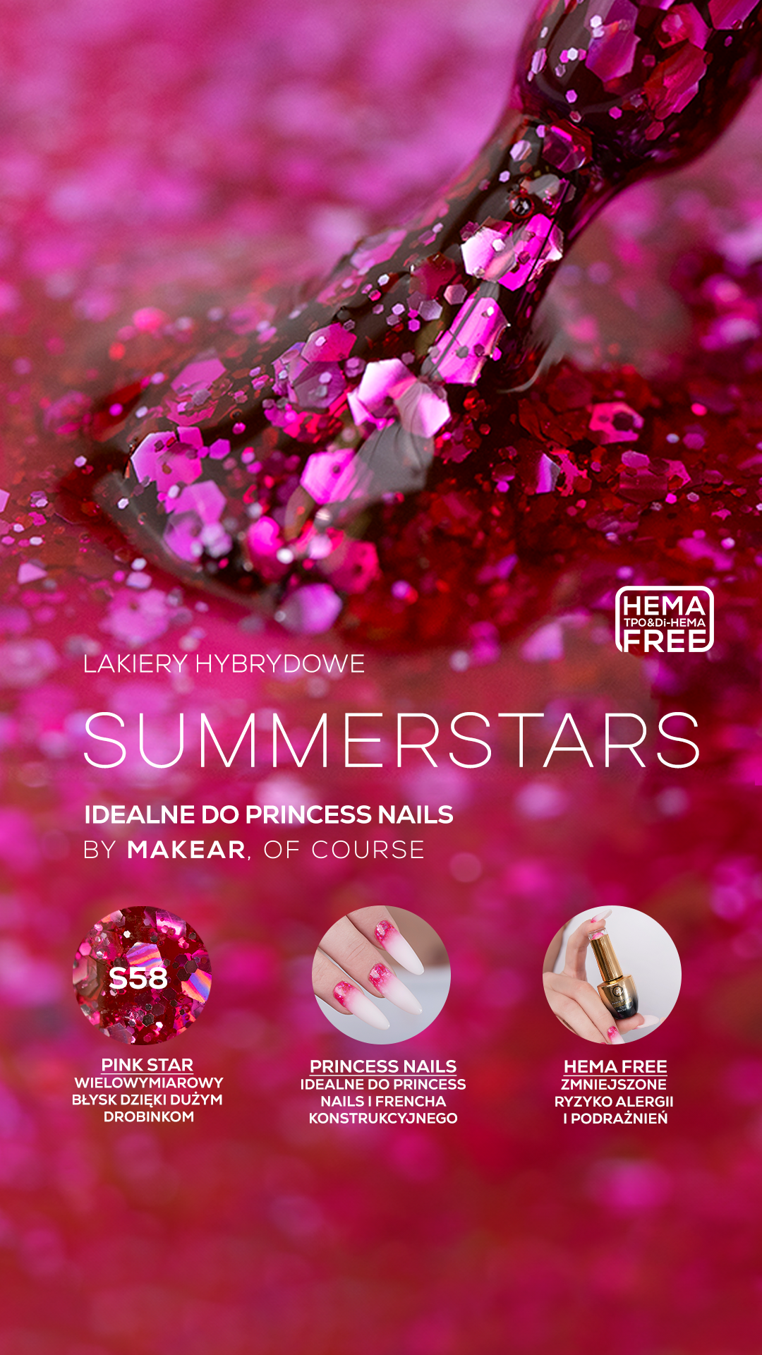 MAKEAR Esmalte semipermanente Pink Star S58 8ml